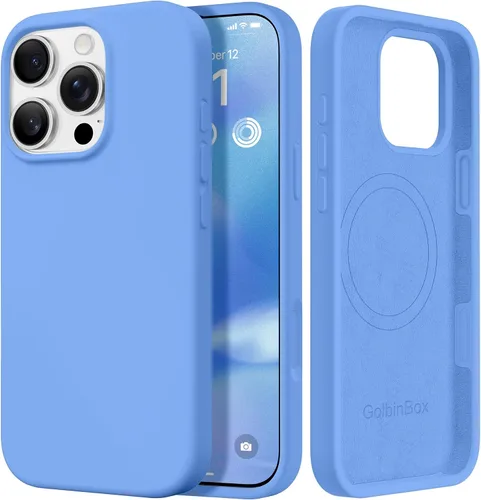 Miniatura 51 de GolbinBox Funda magnética para iPhone 17, compatible con MagSafe, cubierta de silicona integrada para control de cámara, funda de silicona líquida a