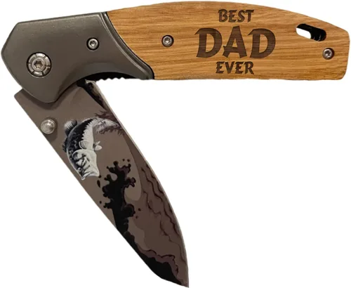 My Personal Memories Cuchillo plegable de bolsillo grabado personalizado con hoja plegable - Regalo personalizado de caza y pesca para papá,