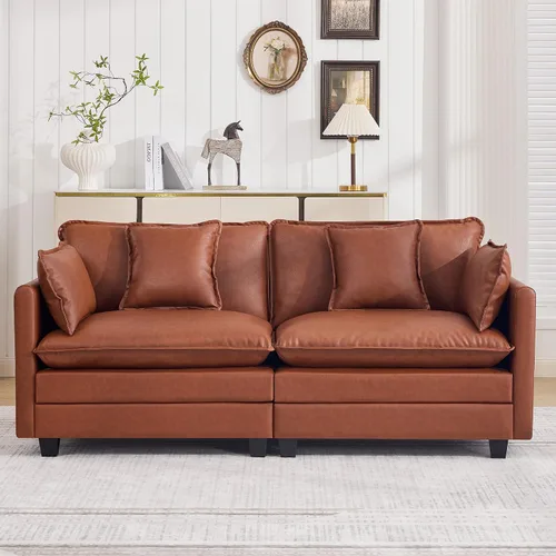 Miniatura 109 de Otomán de Sofá Moderno de Chenille Nube de 35'', Otomán Rectangular para Sofá Seccional Modular, Beige