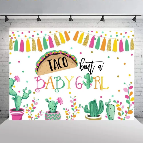 Miniatura 4 de Lofaris Taco Bout a Baby Girl - Telón de fondo para fiesta mexicana, decoración de baby shower, cactus neutro, sombrero de vaquero, banderas
