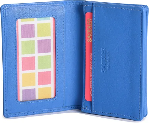 Miniatura 4 de SADDLER Lujoso tarjetero delgado de cuero para mujer, tarjetero de negocios, tarjetero para tarjetas de presentación, cartera para tarjetas