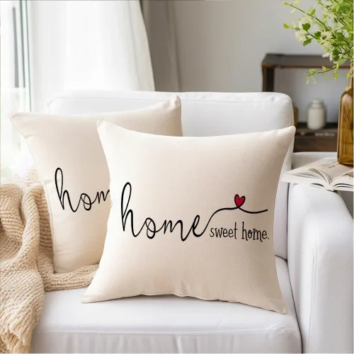 Miniatura 5 de RABUSOFA Home Sweet Home - Fundas de almohada con citas, 18 x 18 pulgadas, decoración de granja, corazón rojo, funda de cojín decorativa para sofá