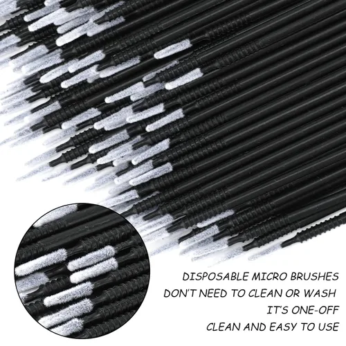 Miniatura 5 de G2PLUS 200 microhisopos excelentes, microhisopos de alta gama para extensiones de pestañas, microaplicador para maquillaje y cuidado personal (negro)