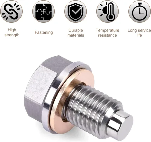 Miniatura 3 de 1 PC Tuerca de Drenaje de Aceite para Coche, Tapón de Drenaje de Aceite a Prueba de Fugas, Tornillo de Drenaje de Aceite con Junta de Cáscara