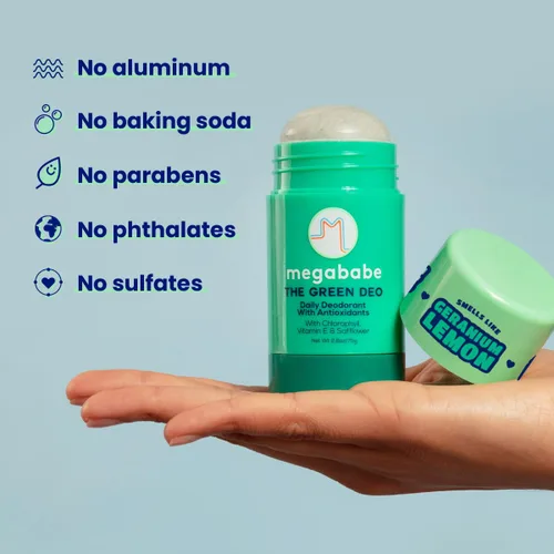 Miniatura 4 de Megababe Desodorante diario - Green Deo Esencial para el verano y el clima cálido Clorofila neutralizante de olores Sin aluminio, totalmente