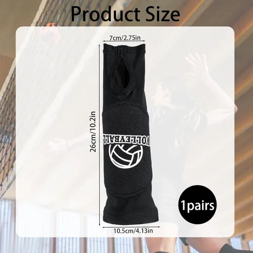 Miniatura 4 de Protector de muñeca de voleibol negro, 2 fundas de antebrazo de brazo de voleibol de 12 pulgadas con almohadillas protectoras de espuma y orificio
