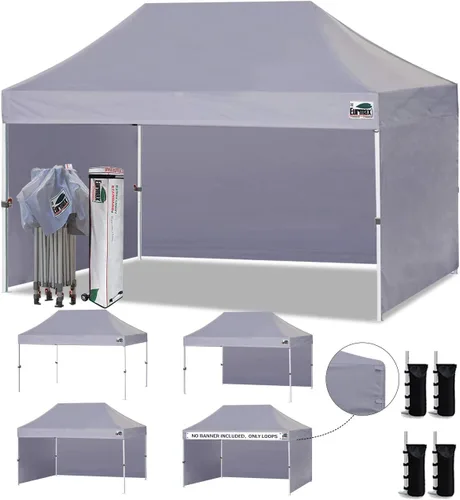 Miniatura 72 de Eurmax Tienda de campaña desplegable de 8 x 8 de Estados Unidos, con bolsa rodante patentada sin puntas, 4 paredes extraíbles con cremallera, toldo