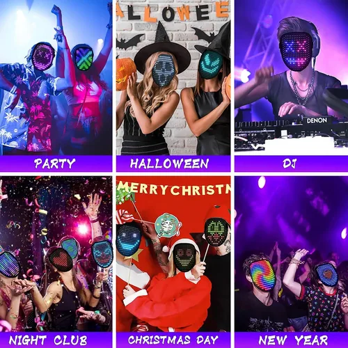 Miniatura 2 de Máscara LED COKOTEE con detección de gestos, luz LED, máscara facial iluminada para disfraz, cosplay, fiesta de disfraces, Halloween