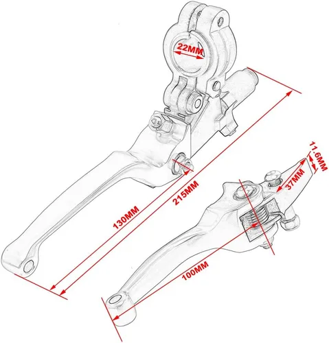 Miniatura 4 de JFG RACING Palanca de freno de embrague para motocicleta, palancas plegables de 7/8'' 22mm, aleación de aluminio, universal para CRF50, KLX, SSR