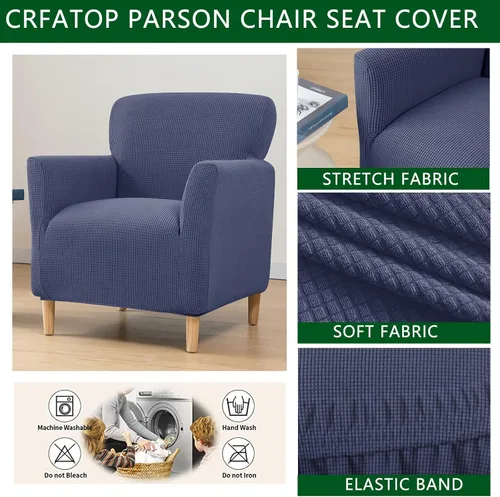 Miniatura 4 de CRFATOP - Funda elástica para sillón de mediados de siglo moderno de 1 pieza, fundas de silla de acento de jacquard con brazos, fundas de silla