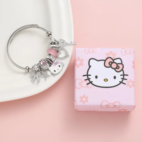 Miniatura 2 de Kueeger Pulseras Kawaii con caja de joyería, pulsera ajustable de acero inoxidable, accesorios de dibujos animados de anime, regalos para mujeres