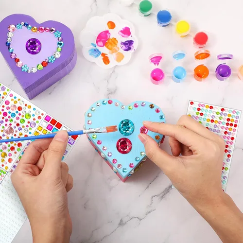 Miniatura 5 de Kigley Juego de 6 cajas de madera para pintar tu propio corazón, caja de joyería de madera sin acabar, cajas en forma de corazón para el día de San