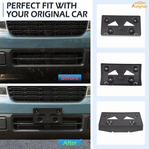 Miniatura 2 de Soporte de marco de matrícula frontal de automóvil compatible con Ford Maverick 2022-2025 Soporte de etiqueta de matrícula frontal Soporte