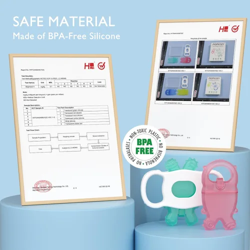 Miniatura 7 de Momcozy Juguetes mordedores para bebés, juguetes de dentición de silicona rellenables con agua fría para bebés, mordedor frío, mordedores de agua