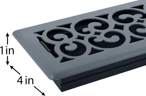 Miniatura 5 de Registro victoriano de piso de 4 x 10 pulgadas en acabado gris granito - Cubiertas de ventilación para piso del hogar - Cubiertas decorativas
