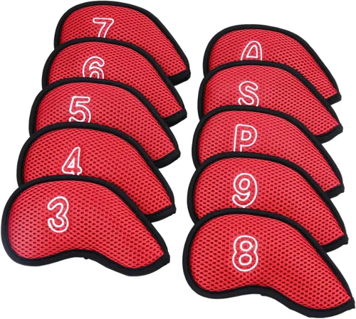 Miniatura 9 de 10 unids/pack nuevo Meshy Golf Iron Covers Set Golf Club Head Cover Fit Most Irons