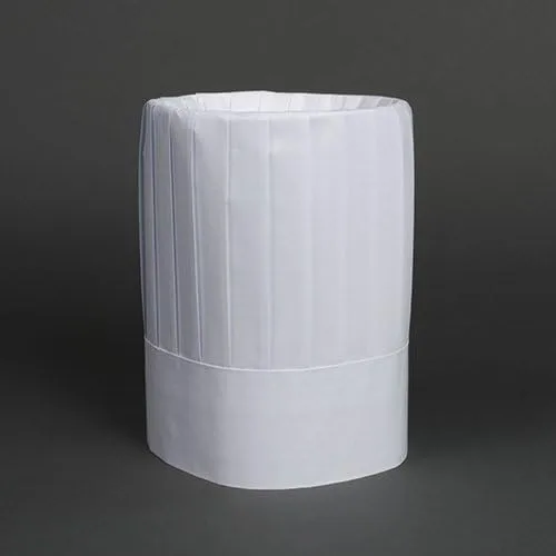 Miniatura 4 de Sombrero de chef plisado de 10 pulgadas de alto en blanco