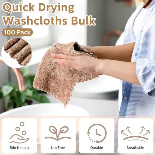 Miniatura 3 de Newwiee 100 piezas de toallas de lavado de secado rápido para baño, toallas de 12 x 12 pulgadas, toallas faciales de microfibra suaves, paños