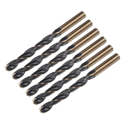 Miniatura 20 de uxcell 6 brocas Jobber de 0.118 in de nitruro negro y oro recubierto de titanio 4341 de alta velocidad (HSS) Brocas helicoidales de punto dividido