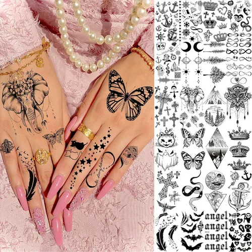 Miniatura 6 de Bilizar 63 hojas de tatuajes tribales temporales de lobo, león, tigre para hombres, mujeres, adultos, aterradores tatuajes temporales de calavera