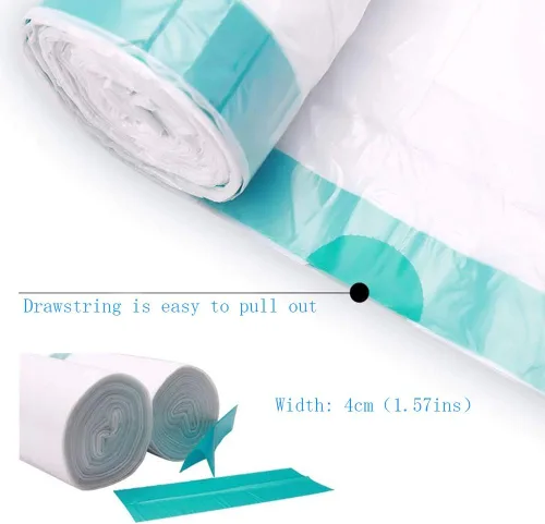 Miniatura 5 de WanJiaXinHui Bolsas de basura con cordón de 7 a 10 galones de alto, bolsas de basura fuertes para cocina, baño, dormitorio, automóvil, bolsas