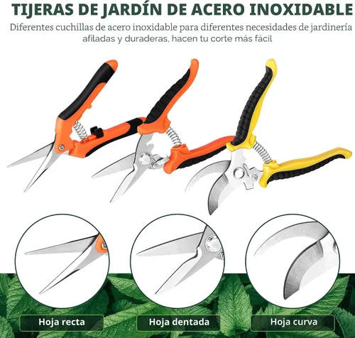 Miniatura 2 de EWPJDK Paquete de 3 tijeras de podar de jardín, tijeras de acero inoxidable, tijeras de jardinería, tijeras, podadoras de jardín, tijeras de podar