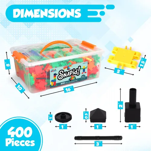 Miniatura 4 de Snapid Building Bricks - Juego de 400 piezas de juguetes de conexión, juego de bloques coloridos fuertes y duraderos con almacenamiento, bloques