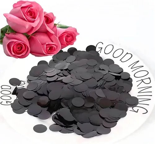Miniatura 3 de Confeti redondo negro de papel de aluminio metálico hermoso confeti de mesa con purpurina para llenar globos, boda, cumpleaños, fiesta, decoración