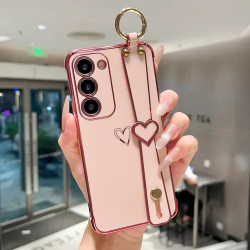 Miniatura 16 de ZTOFERA Funda diseñada para Samsung Galaxy S20 FE 5G, borde chapado de lujo, patrón de corazones de amor con pulsera y función atril, protección