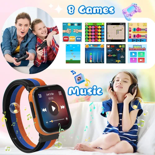 Miniatura 6 de Reloj inteligente para niñas y niños, reloj inteligente con tarjeta SIM 4G, reloj inteligente para niños, pantalla táctil, calculadora de llamadas