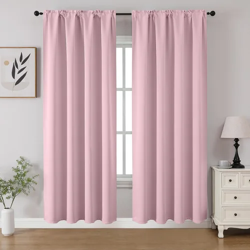 Miniatura 56 de CUCRAF - Cortinas opacas beige de 45 pulgadas, juego de 2 paneles con bolsillo para barra, cortinas para oscurecer dormitorios y sala de estar