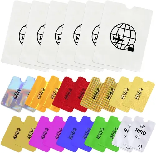 maxin 26 fundas de bloqueo RFID (20 soportes protectores de tarjetas de crédito en 10 colores y 6 protectores de pasaporte) Juego de fundas seguras
