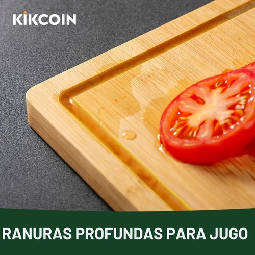 Miniatura 4 de Tabla de cortar de bambú de 24 pulgadas para cocina, tabla de cortar de madera extra grande con ranura profunda para jugo y mango, tabla de cortar
