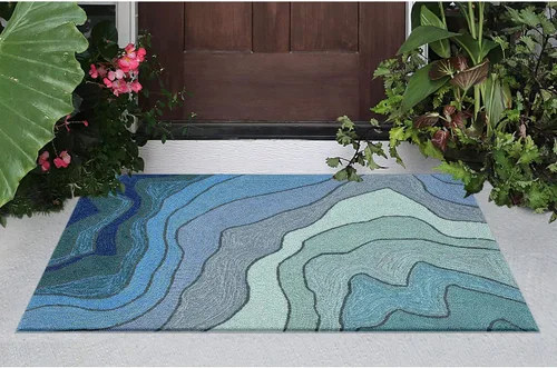 Miniatura 23 de Liora Manne Ravella - Alfombra duradera para interiores y exteriores, estabilizada a mano con rayos UV, tropical neutro, 5 pies x 7 pies 6 pulgadas