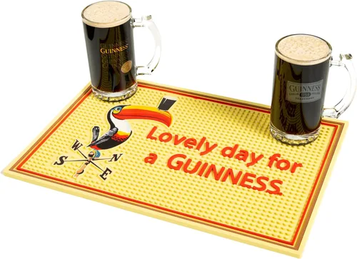 Miniatura 3 de Tapetes de bar Guinness para encimera, 18 x 12 pulgadas, con icónico Gilroy Lovely Day para un tucán retro Guinness