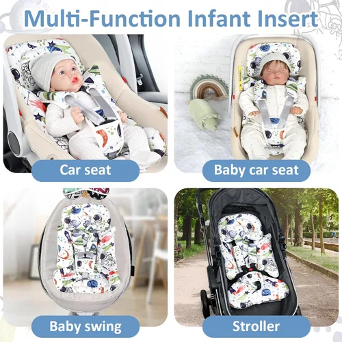 Miniatura 7 de Inserto de asiento de automóvil infantil con cojín extraíble para bebé, inserto reversible para asiento de automóvil recién nacido para soporte
