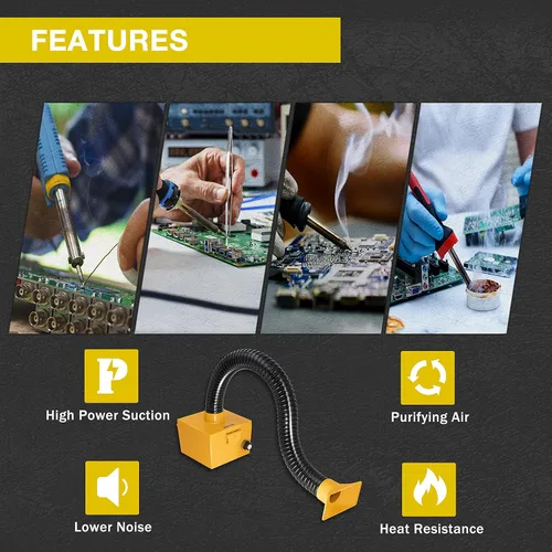 Miniatura 7 de KOTTO - Amortiguador de humo para soldadura, extractor de humo de hierro eléctrico, con fuerte succión