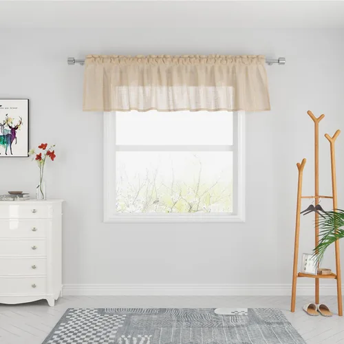 Miniatura 16 de UPOPO Paneles de Cortina Beige Pequeños Cortinas Transparentes de Gasa de 16 Pulgadas de Largo Cortinas de Cocina de Voile con Textura de Lino