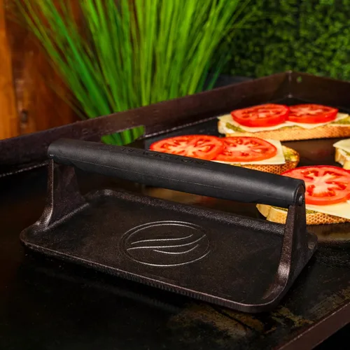 Miniatura 2 de Blackstone 5553 Prensa de Parrilla de Hierro Fundido Pre-Sazonada Mediana de Servicio Pesado-Carne, Hamburguesa, Tocino, Bistec, Panini, Sándwich