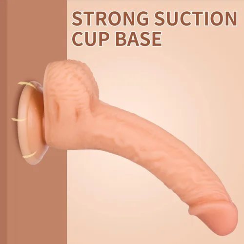 Miniatura 5 de Consoladores realistas, consolador XINBALE de 7.3 pulgadas con ventosa para manos libres, polla flexible con eje curvado y bolas para punto G