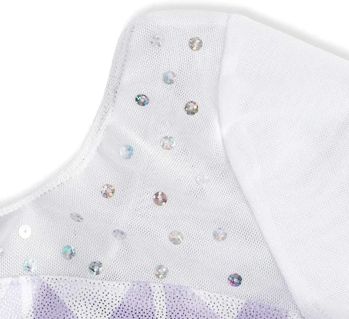 Miniatura 34 de EQSJIU Leotardo de baile de manga larga para niñas, vestido de ballet brillante con copo de nieve, tutú con falda tutú para niñas