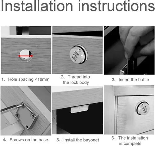 Miniatura 5 de Keyless Zinc Alloy Thickened Lock Tongue 3 Digital Combination Cam Square Base 1Pcs(7)