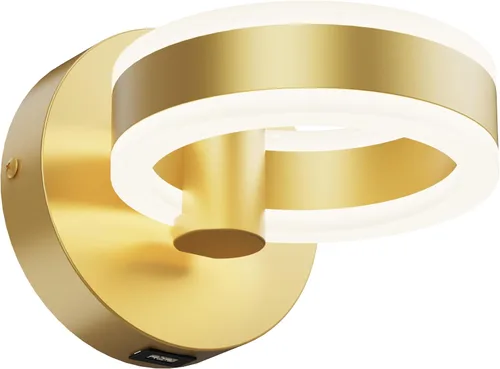 Miniatura 9 de Apliques de pared LED con interruptor de encendido/apagado, accesorios de pared con cable giratorio blanco, puerto de carga USB integrado