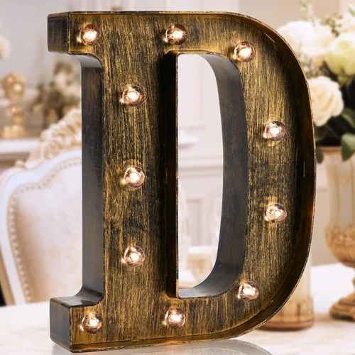 Miniatura 16 de Oycbuzo - Cartel de letras con luces LED doradas y negras, estilo industrial y clásico, para decoración de cafeterías, bodas, fiestas de cumpleaños