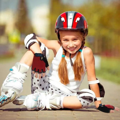 Miniatura 5 de FREEHAWK Guantes de ciclismo para niños, antideslizantes, ultrafinos, medio dedo, ciclismo, transpirables, guantes de patinaje sobre ruedas