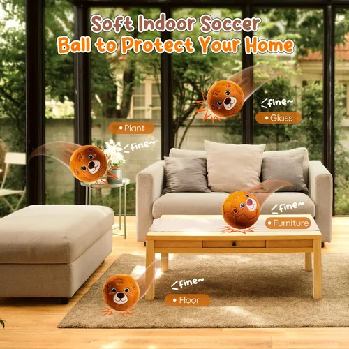 Miniatura 4 de VangeBow Pelotas de Fútbol Silenciosas de Interior para Niños Pequeños de 1-3 Años, Pelota de Fútbol Inflable de Felpa Suave para Bebés y Niños