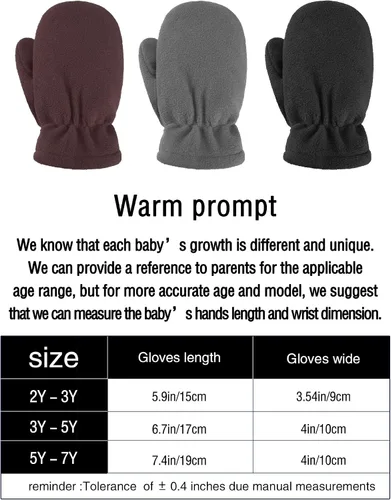 Miniatura 3 de SATINIOR - Guantes de forro polar para niños (3 pares)