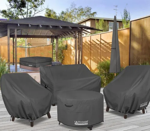 Miniatura 6 de ULTCOVER Funda impermeable para silla de patio – Funda para silla de césped individual para asiento profundo para exteriores que se adapta a hasta