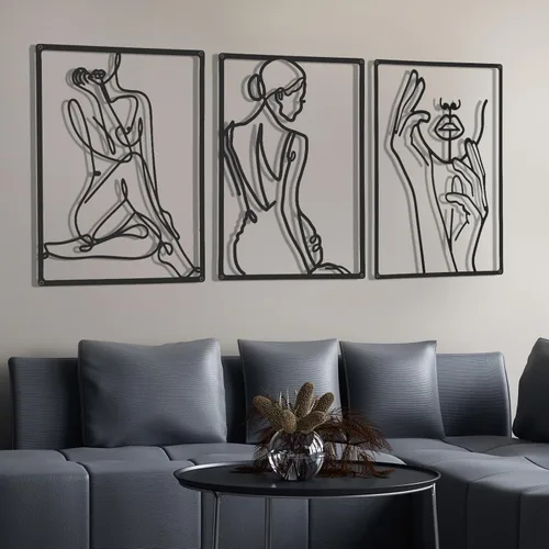 Cindeer 3 piezas de arte de pared de metal de 18 pulgadas, minimalista, moderno, línea abstracta, decoración del hogar, forma de cuerpo de mujer,