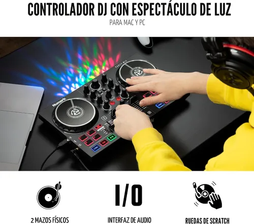 Miniatura 2 de Numark Party Mix II Controlador DJ con luces, 2 cubiertas, mezclador, interfaz de audio y Serato Lite